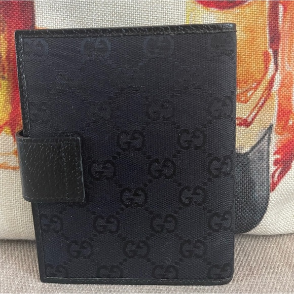 GUCCI Web Black GG Logo Agenda Notebook/Passport Cover⭐️PRiSTiNE⭐️COA⭐️ - Picture 3 of 15
